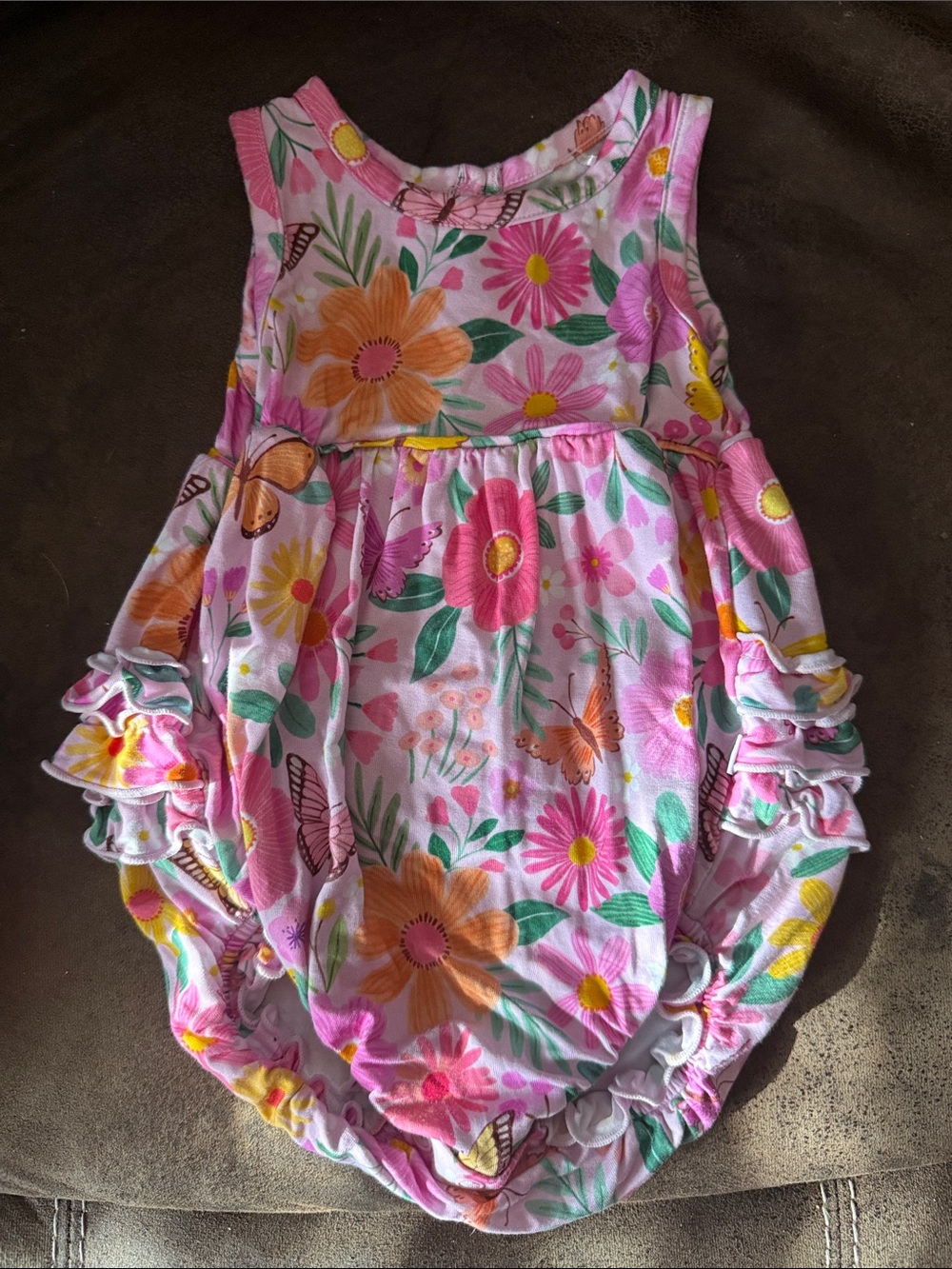 Little Sleepies Pink and Orange Floral Baby Bubble Dress